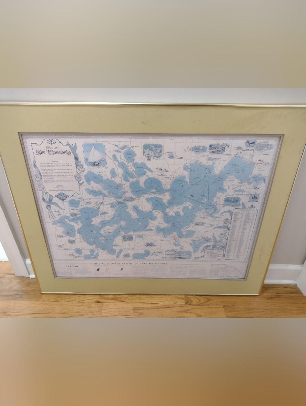 Vintage 1970's Color Copy Lake Minnetonka 1924 Official Yachting & Travel Map MN